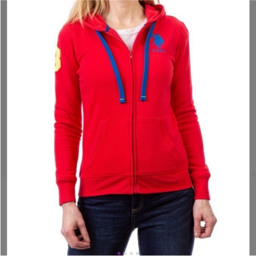 🛑 6/$25 2 POLO Asian Red Zip Hoodie size medium